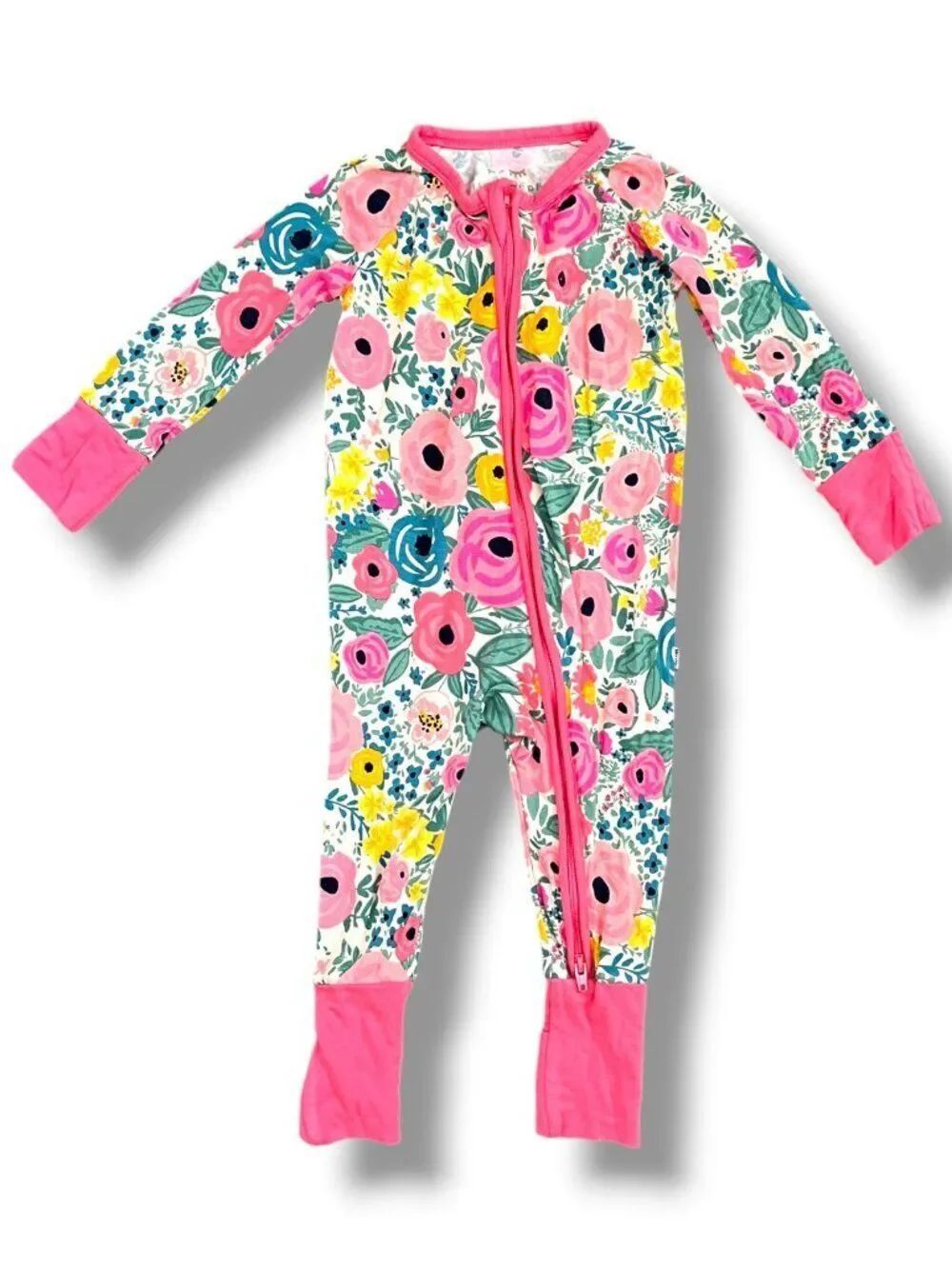 Little Sleepies Peonies Flower Secret Garden Convertible Footie Zippy Size 3-6M